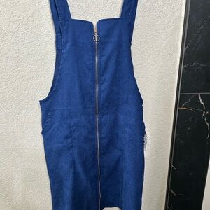 Blue Corduroy Zip-Up Dress